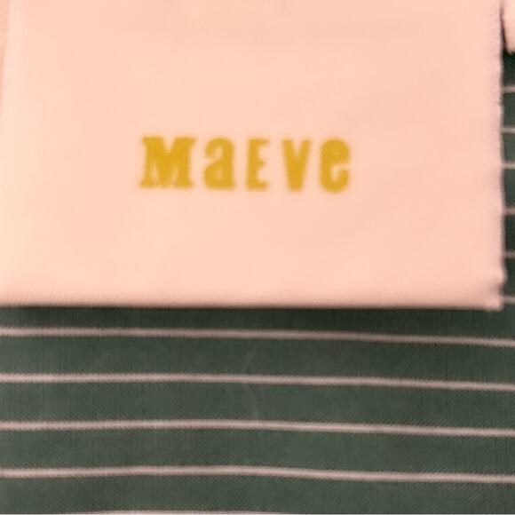 Anthropologie Maeve Front Tie Blouse Green Stripe Stretch Button Down Size 8 - Picture 5 of 7